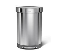 simplehuman CW2029 poubelle demi-lune à pédale, poubelle de cuisine, acier inoxydable brossé, 60 litres