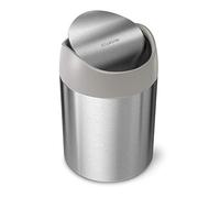simplehuman, mini poubelle, acier inoxydable brossé avec dessus gris, 1.5 litres