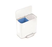 simplehuman mini poubelle de recyclage de 15 L, poubelle à double compartiment pour hôtel, bureau et petits espaces, acier blanc