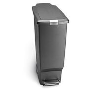 Simplehuman Poubelle à pédale étroite, Plastique, gris, 40 Liter
