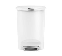 simplehuman Poubelle de Cuisine 50 L, Semi-Ronde, avec Pédale Robuste, Technologie Lid Shox®, Verrou Coulissant Sécurisé, Code de Sacs Poubelle sur Mesure, Plastique, Blanc
