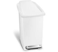 simplehuman CW1332 poubelle étroite à pédale, petite poubelle de salle de bain bureau chambre, plastique blanc, 10 litres