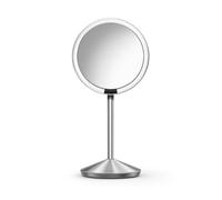 simplehuman ST3004 miroir à capteur pliable 12 cm, miroir grossissant 10x lumineux maquillage avec lumière LED, rechargeable, cosmétique portable, salle de bain, voyage, acier inoxydable brossé