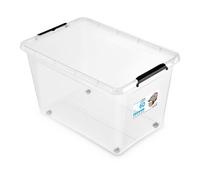 SimpleStore Wheel 1732 Transparent Réservoir de Stock 60L Couvercle Clips Roues