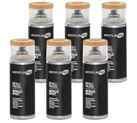 SIMPLETEK - Lot de 6 bombes en aérosol V400MET.6 bronze or duché peinture effet métallisé 400 ml émail brillant miroir métaux précieux fer (kit de 6 pièces)