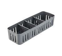 Simplify Poubelle empilable à 4 compartiments avec séparateurs réglables, organisateur de tiroir, panier de rangement, pour fournitures de bureau, dortoir, salle de bain, accessoires, maquillage, gris