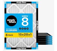 Simply MervFilters, Lot de 6 filtres à air 15 x 20 x 1, MERV 8, MPR 600, filtre à air pour fournaise AC
