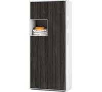 SIMPLYFURN Armoire de Bureau Amira T10 | Armoire à Dossiers avec Compartiment Ouvert | Weiß & Anthracite Avola | Push-to-Open | 180x80x40 cm | Moderne pour Bureau & Télétravail
