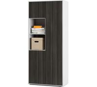 SIMPLYFURN Armoire de bureau Amira T20 | avec 2 compartiments ouverts | Armoire à dossiers et armoire polyvalente en corps Weiß & façade Anthracite Avola | Push-to-Open | 180x80x40 cm