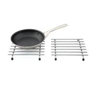 simplywire - Dessous de Plat - Lot de 2 - Résistant à la Chaleur - Protection du Plan de Travail dans la Cuisine - Carré - Acier Chromé