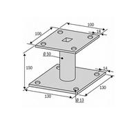Simpson Strong-Tie - Pied de poteau fixe, corps rond - A/B/C/D/F/ep - 100/150/100/130/130/4 - ref. PPA150