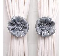 SIMPVALE 1 Paire Roses de Rideau Embrasses Boucle Pince Crochet Fixation Accessoires pour Rideaux Gris