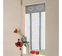 SIMPVALE 1 pièce Broderie Store Bateau de Serrage à Voilage Abat Jour Brise Rideaux Tulle Window Coque pour Chambre à Coucher, Bureau, Salle de Bain, Cuisine, Gris, Largeur 45 cm x Hauteur 120 cm
