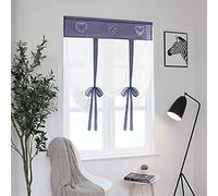 SIMPVALE 1 pièce Broderie Store Bateau de Serrage à Voilage Abat Jour Brise Rideaux Tulle Window Coque pour Chambre à Coucher, Bureau, Salle de Bain, Cuisine, Bleu, Largeur 60 cm x Hauteur 140 cm