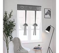 SIMPVALE 1 pièce Broderie Store Bateau de Serrage à Voilage Abat Jour Brise Rideaux Tulle Window Coque pour Chambre à Coucher, Bureau, Salle de Bain, Cuisine, Gris, Largeur 80 cm x Hauteur 140 cm