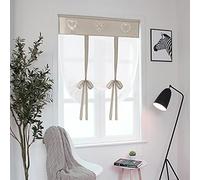 SIMPVALE 1 pièce Broderie Store Bateau de Serrage à Voilage Abat Jour Brise Rideaux Tulle Window Coque pour Chambre à Coucher, Salle de Bain, Cuisine, Marron Clair, Largeur 80 cm x Hauteur 100 cm
