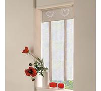 SIMPVALE 1 pièce Broderie Store Bateau de Serrage à Voilage Abat Jour Brise Rideaux Tulle Window Coque pour Chambre à Coucher, Salle de Bain, Cuisine, Marron Clair, Largeur 45 cm x Hauteur 120 cm