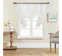 SIMPVALE 1 pièce Rideau romain avec poche pour tringle, rideau transparent brodé avec poche pour tringle, rideau voile translucide pour salon, chambre, balcon, cuisine, salle de bain, blanc, 100x140