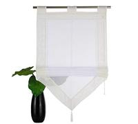 SIMPVALE 1 pièce Rideau Romain Beige 45 x 140 cm Store Romain avec Décoration de Gland Rideaux de Fenêtre, Les Rideaux Voilages pour Chambre Salon Cuisine Balcon
