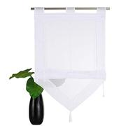 SIMPVALE 1 pièce Rideau Romain Blanc 100 x 140 cm Store Romain avec Décoration de Gland Rideaux de Fenêtre, Les Rideaux Voilages pour Chambre Salon Cuisine Balcon