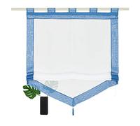 SIMPVALE 1 pièce Rideau Romain Bleu 45 x 140 cm Store Romain avec Décoration de Gland Rideaux de Fenêtre, Les Rideaux Voilages pour Chambre Salon Cuisine Balcon