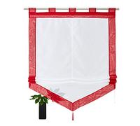 SIMPVALE 1 pièce Rideau Romain Rouge 80 x 140 cm Store Romain avec Décoration de Gland Rideaux de Fenêtre, Les Rideaux Voilages pour Chambre Salon Cuisine Balcon
