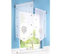 SIMPVALE 1 Pièce Rideau Voilage Broderie Décoration de Fenêtre Brise bise pour Café Cuisine Balcon, 60x160cm, Blanc