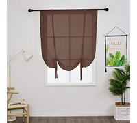 SIMPVALE 1 Pièce Store Romain Translucide Tulle Rideaux Voilages Vertical Poche de Tige pour Chambre Cuisine Salon, Marron, Largeur 60cm x Hauteur 140cm