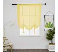 SIMPVALE 1 Pièce Store Romain Translucide Tulle Rideaux Voilages Vertical Poche de Tige pour Chambre Cuisine Salon, Jaune, Largeur 100cm x Hauteur 120cm