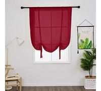 SIMPVALE 1 Pièce Store Romain Translucide Tulle Rideaux Voilages Vertical Poche de Tige pour Chambre Cuisine Salon, Vin Rouge, Largeur 60cm x Hauteur 120cm
