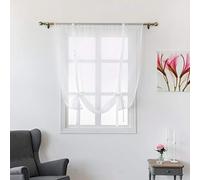 SIMPVALE 1 Pièce Store Romain Translucide Tulle Rideaux Voilages Vertical Poche de Tige pour Chambre Cuisine Salon, Rubans Blanc, Largeur 80cm x Hauteur 120cm