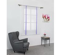 SIMPVALE 1 Pièce Store Romain Translucide Tulle Rideaux Voilages Vertical Poche de Tige pour Chambre Cuisine Salon, Rubans Violet Clair, Largeur 100cm x Hauteur 140cm