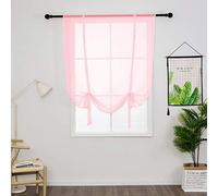 SIMPVALE 1 Pièce Store Romain Translucide Tulle Rideaux Voilages Vertical Poche de Tige pour Chambre Cuisine Salon, Rose, Largeur 80cm x Hauteur 120cm