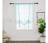 SIMPVALE 1 Pièce Store Romain Translucide Tulle Rideaux Voilages Vertical Poche de Tige pour Chambre Cuisine Salon, Bleu Clair, Largeur 100cm x Hauteur 120cm