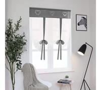SIMPVALE 1 Pièce Stores Romains à Broder Splicing Voile Rideaux avec Poche, pour Balcon Cuisine Salle de Bains, Gris, Largeur 80cm/Hauteur 100cm