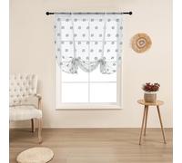 SIMPVALE 1 rideau romain noir motif football 140 x 140 cm transparent avec passe-tringle pour salon, chambre à coucher, balcon, cuisine, salle de bain