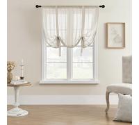 SIMPVALE Rideau Voilage Apparence du Lin Store Romain Translucide Intérieur Voile pour Chambre Balcon Salon Cuisine Largeur 80 cm/Hauteur 120 cm