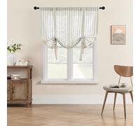 SIMPVALE Rideau Voilage Rayures de Lin Store Romain Translucide Intérieur Voile pour Chambre Balcon Salon Cuisine Largeur 80 cm/Hauteur 120 cm