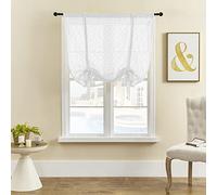 SIMPVALE Rideau Voilage Vintage Store Romain Translucide Intérieur Voile pour Chambre Balcon Salon Cuisine, Blanc Largeur 80 cm/Hauteur 140 cm