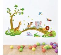 SIMPVALE Stickers Muraux Grande Jungle Animaux Pont - Vinyle - Pour chambre d' enfant