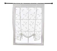 Simpvalle Rideau de fenêtre romaine Yin et Yang Motif feuilles de yang Blanc 80 x 120 cm