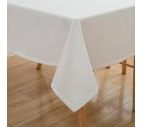 Simurq Nappe lavable et imperméable - Rectangulaire - Aspect lin - Effet lotus - Facile d'entretien et anti-taches - Blanc - 130 x 160 cm