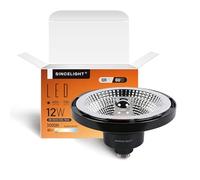 SINCELIGHT Ampoule LED avec Culot GU10, Réflecteur QR111 12W, Spot Professionnel Anti-éblouissement AR111, Angle de Faisceau 45 Degrés, Blanc Chaud 3000K, Pack de 1