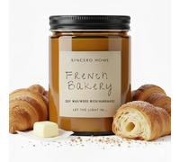 Sincero Home Bougie Parfumée - Bougie Artisanale en Cire de Soja avec Mèche en Bois, 450g, 60 Heures de Combustion, Parfum Croissant, Bougie Naturelle et Écologique