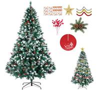 SINCHEREU Sapin de Noël Artificiel 180 cm, Arbre de Noel avec 1400 Pointes de Branche, Montage Facile, Pied Pliable de 45 cm, 6 Décorations Différentes