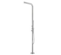 SINED Douche exterieure en acier inoxydable AISI 316L satinee avec entree deau chaude et froide melangeur et douche a main corps et accessoires en inox modele DOCCIA BUDONI INOX
