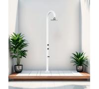 Sined | Douche extérieure Luna - 233 Cm - Blanc - Avec Thermomètre Et Led - Aluminium de haute qualité