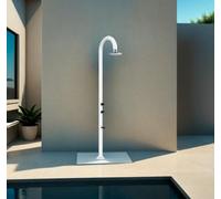 Sined | Douche extérieure Luna-Alu-Bianca-Lcd - 233 Cm - Blanc - Avec Thermomètre Et Éclairage Led