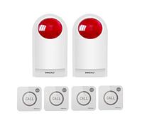 SINGCALL Kit d'alarme de Sirène Stroboscopique d'urgence à Distance/Système d'avertissement étanche/SOS pour Maison/Boutique/Hôtel/école 300 Pieds 2 Sirène Clignotante Rouge + 4 Boutons d'appel