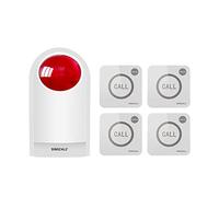 SINGCALL Kit d'alarme de Sirène Stroboscopique d'urgence à Distance/Système d'avertissement étanche/SOS pour Maison/Boutique/Hôtel/école 300 Pieds 1 Sirène Clignotante Rouge + 4 Boutons d'appel